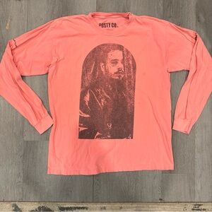 Post Malone Concert  Shirt Mens LARGE LS Hollywoods Bleeding Tour Neon DEADSTOCK